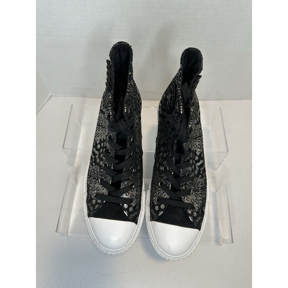 Converse Chuck Taylor All Star Black Metallic Leather Platform Chelsea Hi Top 8 - Picture 2 of 10